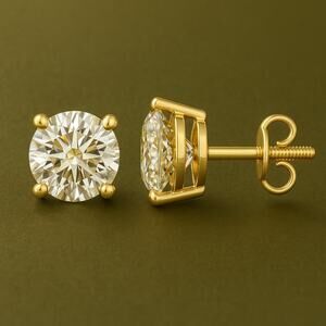 1 CT Lab Grown Diamond Stud Earrings | G VS | 14K Gold Yellow, White or Rose
